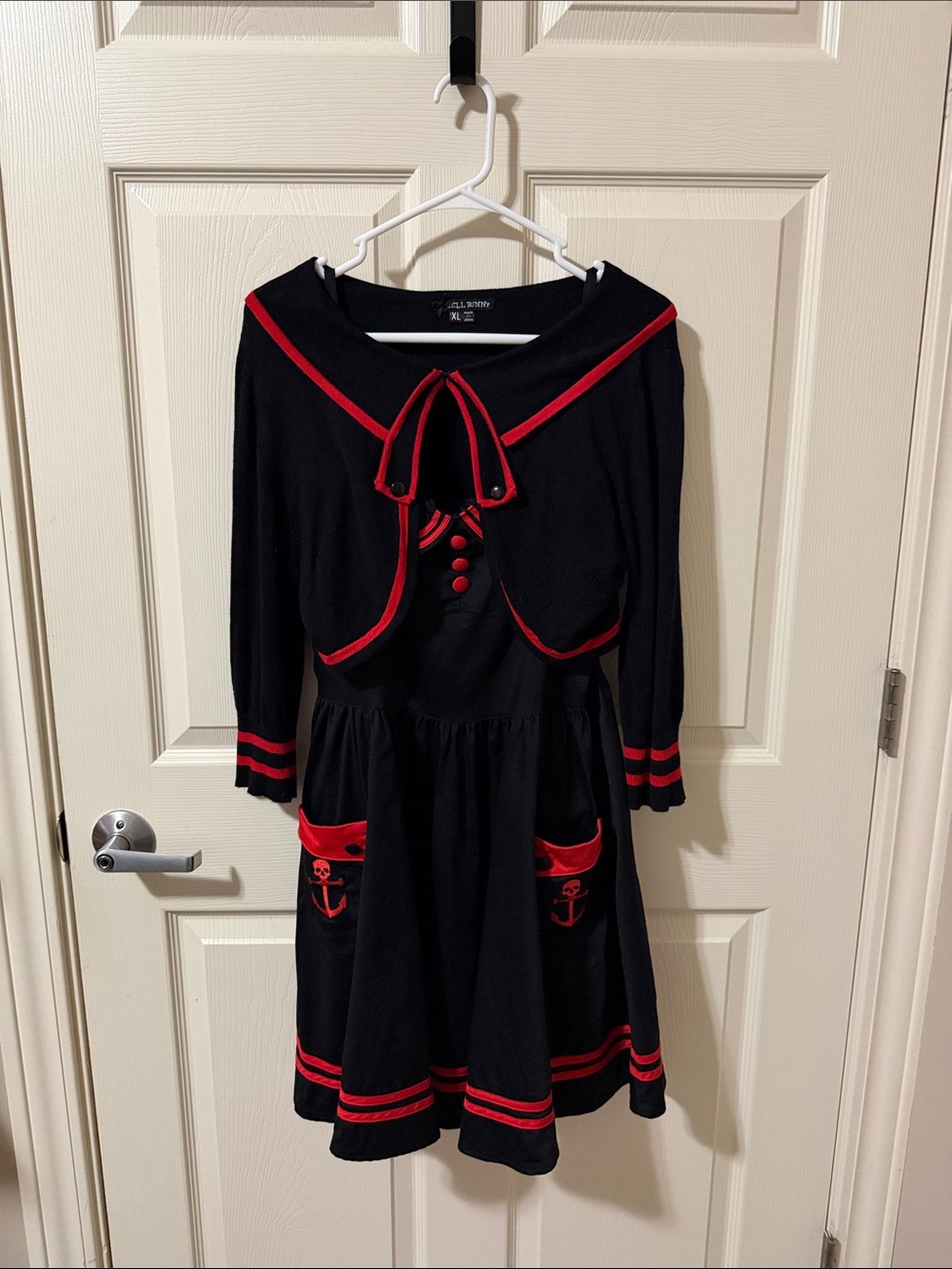 Hell Bunny Black Dress with Red Trim